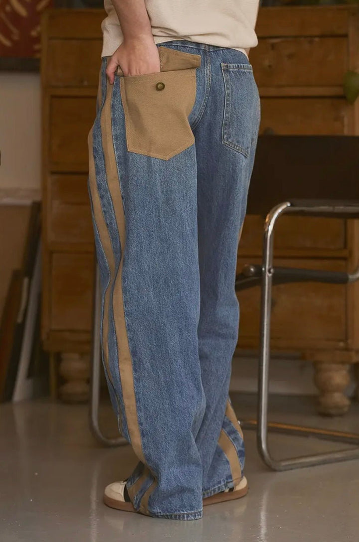 The Canvas Contrast Drawstring Jean - eloise boutique