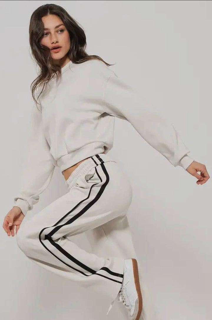 Timeless Stripe Drawstring Relaxed Sweatpants - eloise boutique