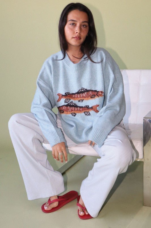 Upstream Trout Knit Pullover - eloise boutique