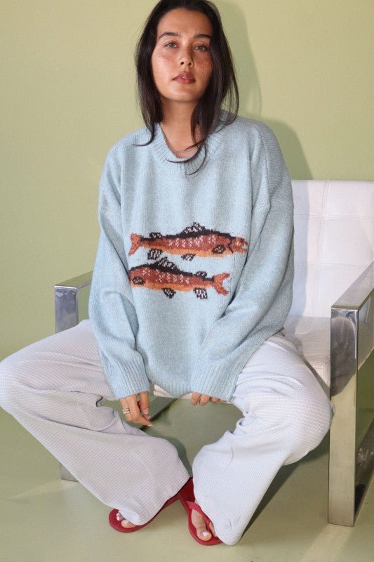Upstream Trout Knit Pullover - eloise boutique