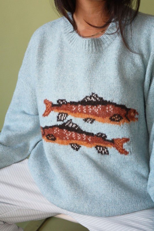 Upstream Trout Knit Pullover - eloise boutique