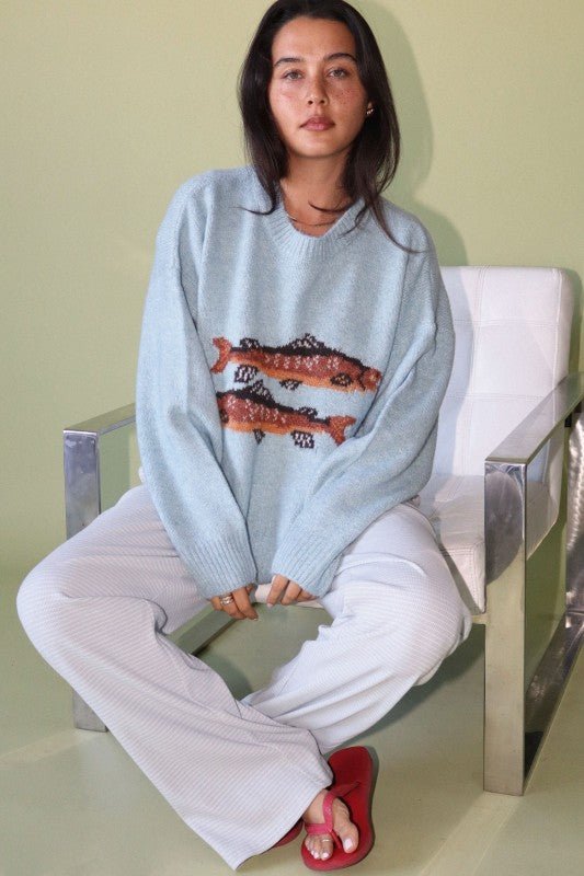 Upstream Trout Knit Pullover - eloise boutique