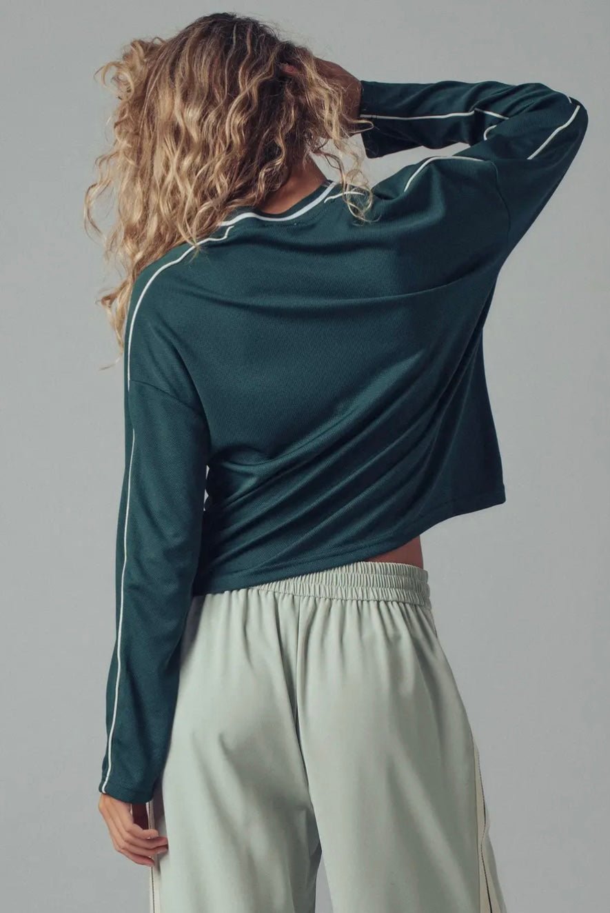 Varsity 07 Graphic V - Neck Jersey Top - eloise boutique