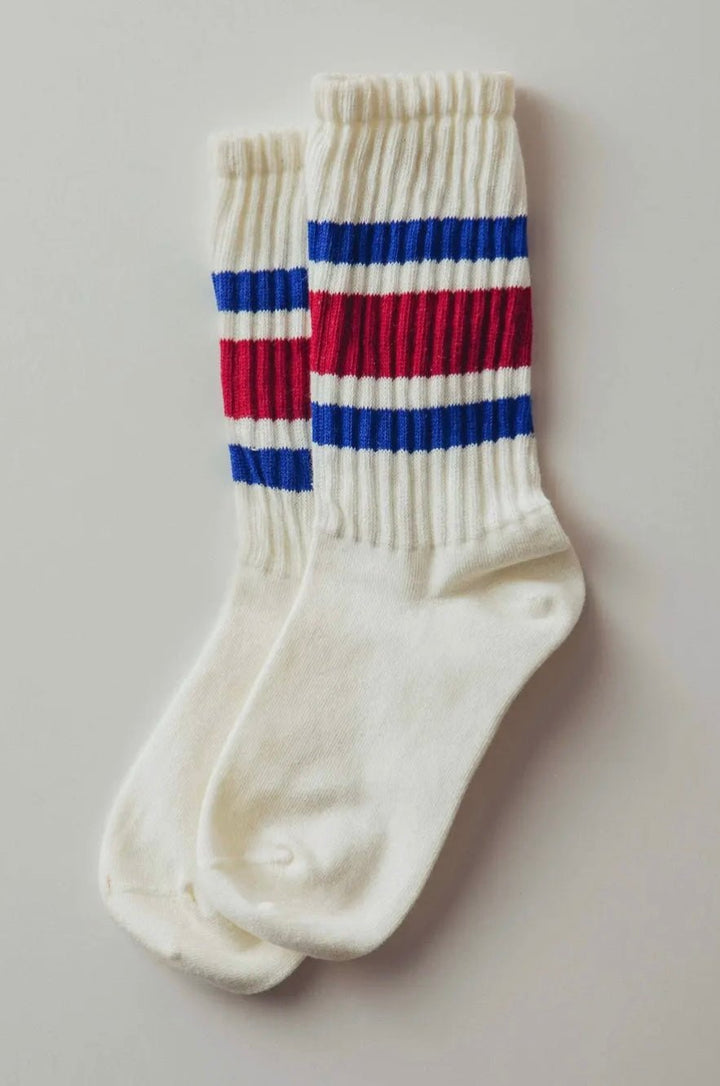 Varsity Stripe Ribbed Crew Socks - eloise boutique