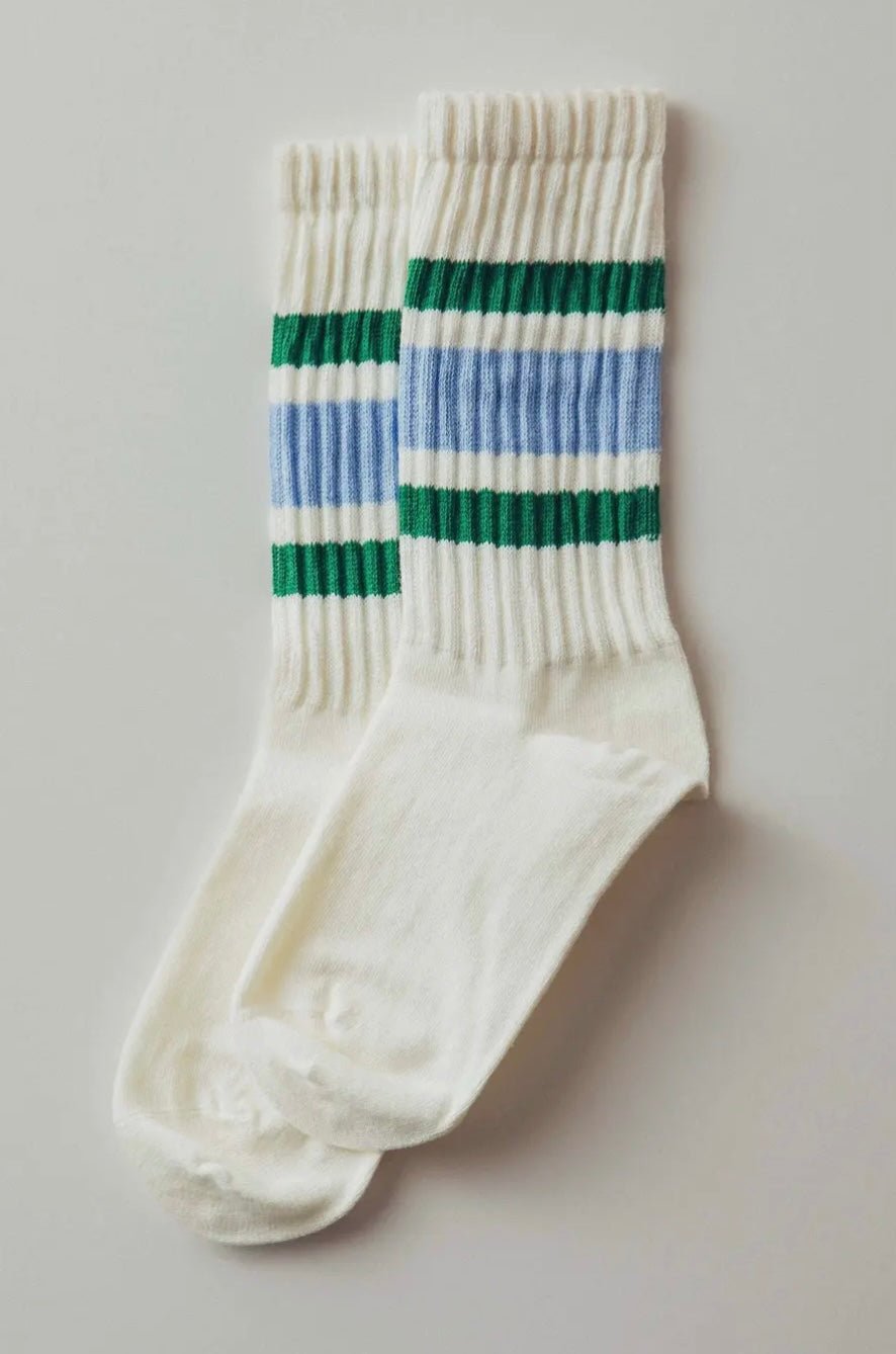 Varsity Stripe Ribbed Crew Socks - eloise boutique