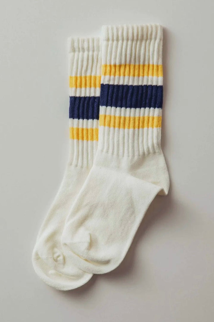 Varsity Stripe Ribbed Crew Socks - eloise boutique