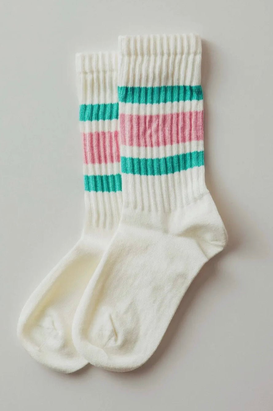 Varsity Stripe Ribbed Crew Socks - eloise boutique