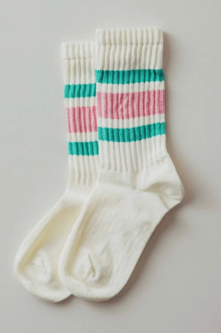 Varsity Stripe Ribbed Crew Socks - eloise boutique