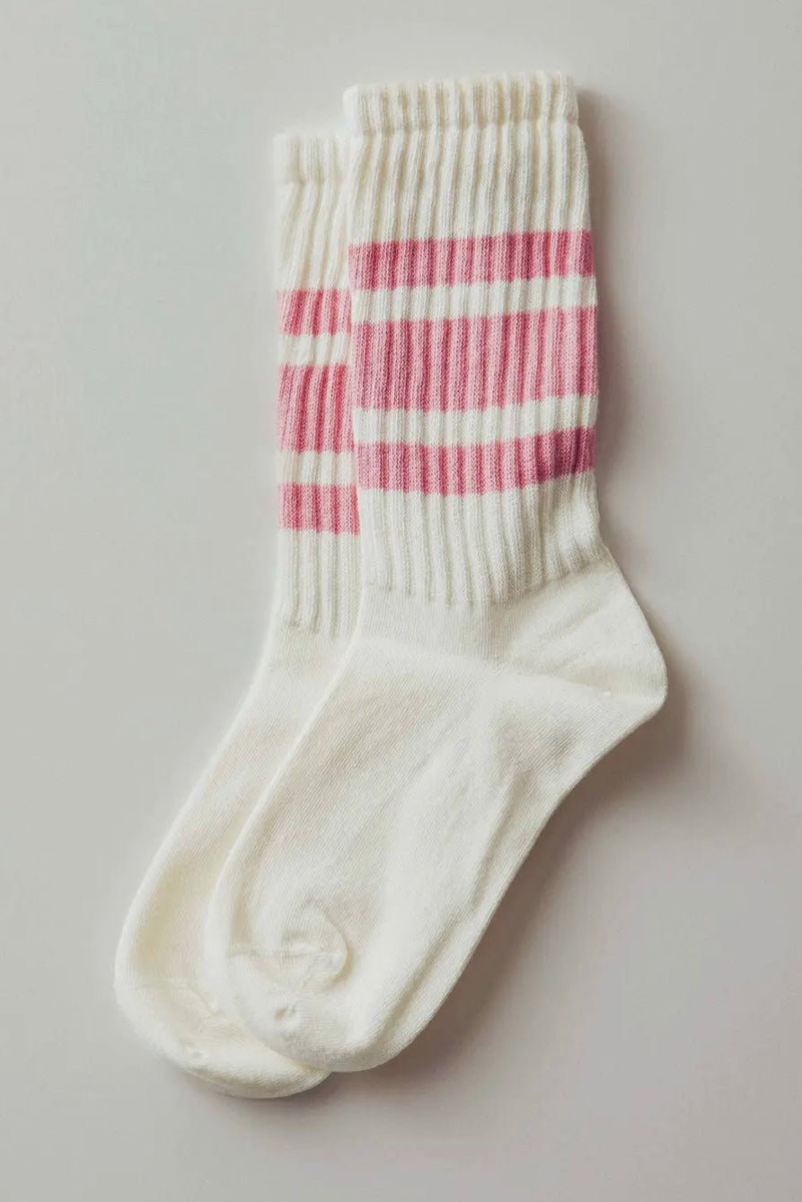 Varsity Stripe Ribbed Crew Socks - eloise boutique