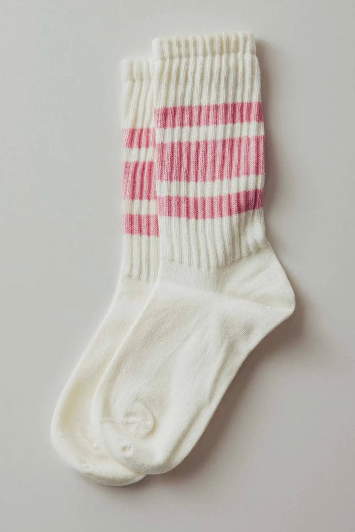 Varsity Stripe Ribbed Crew Socks - eloise boutique