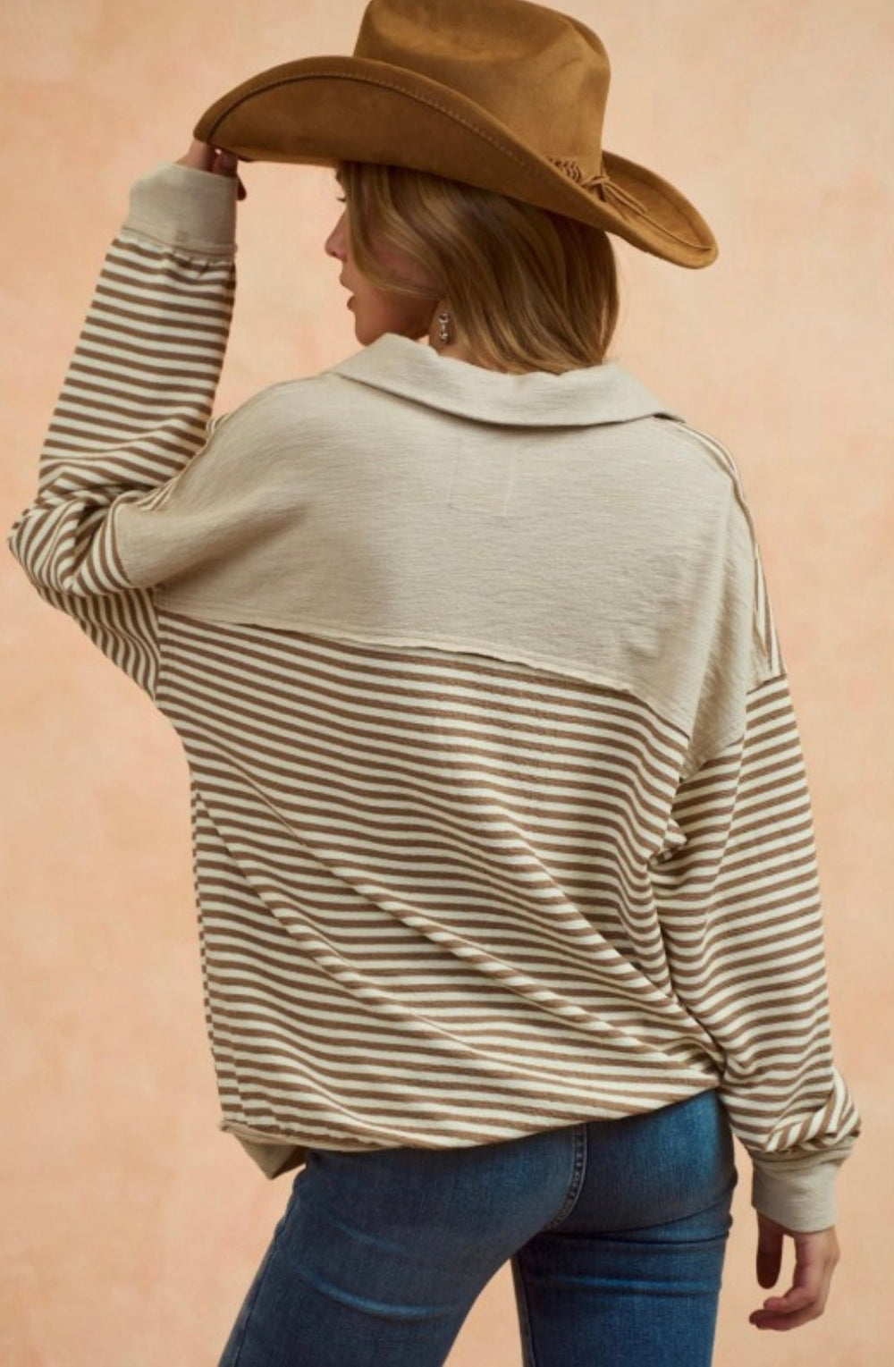 Vintage Loose Fit Collared Stripe Top - eloise boutique