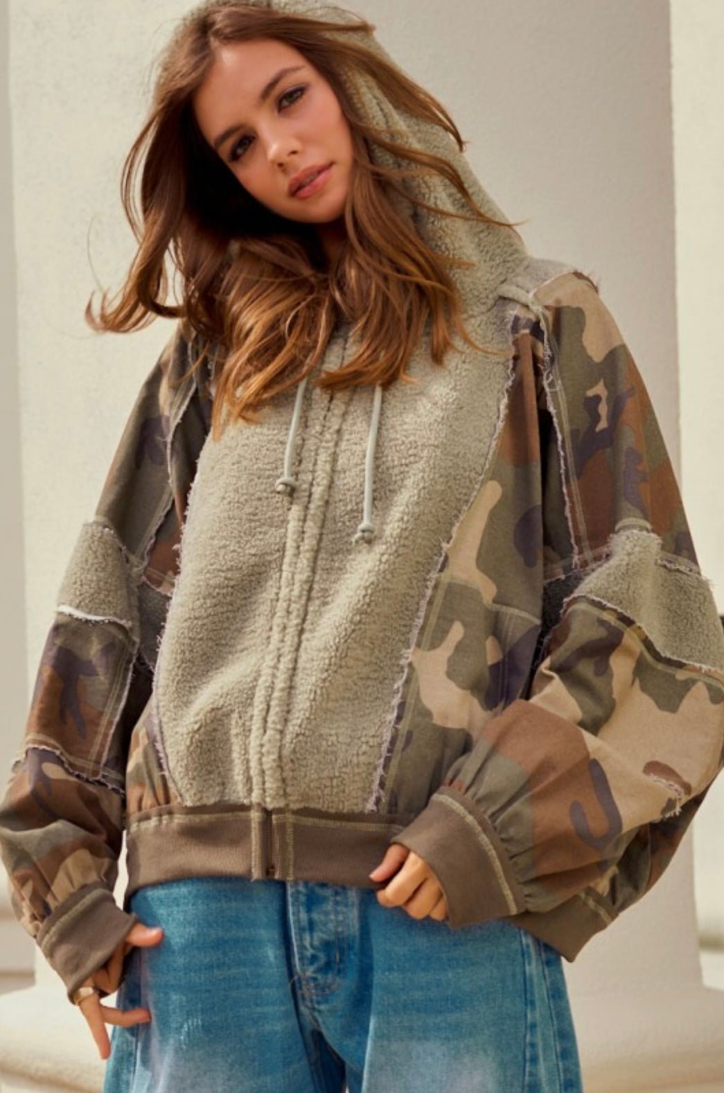 Washed Vintage Camo With Fleece Jacket - eloise boutique