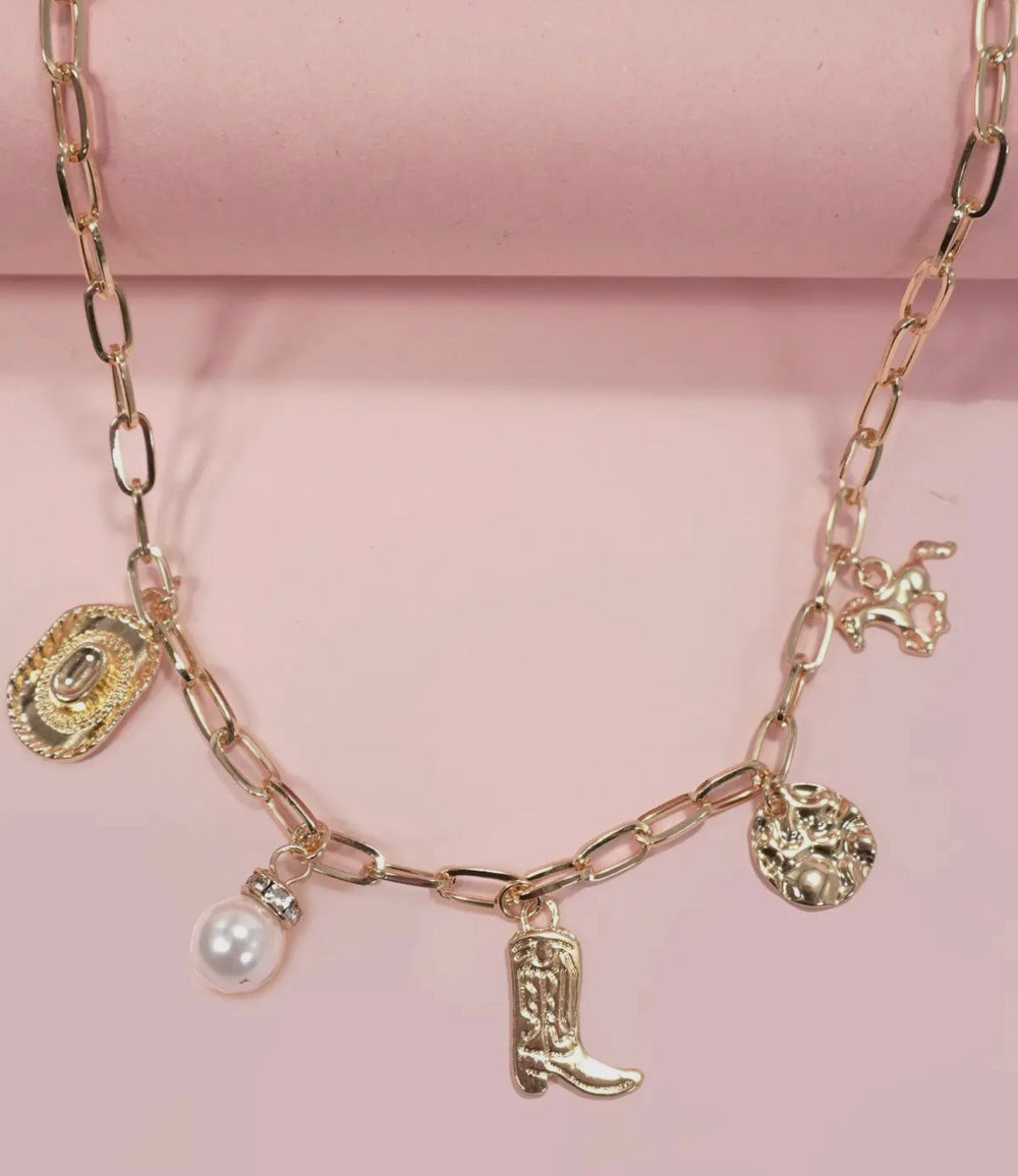 Western Boot Star Hat Horseshoe Charm Necklace - eloise boutique