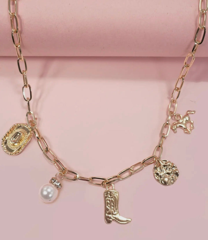 Western Boot Star Hat Horseshoe Charm Necklace - eloise boutique