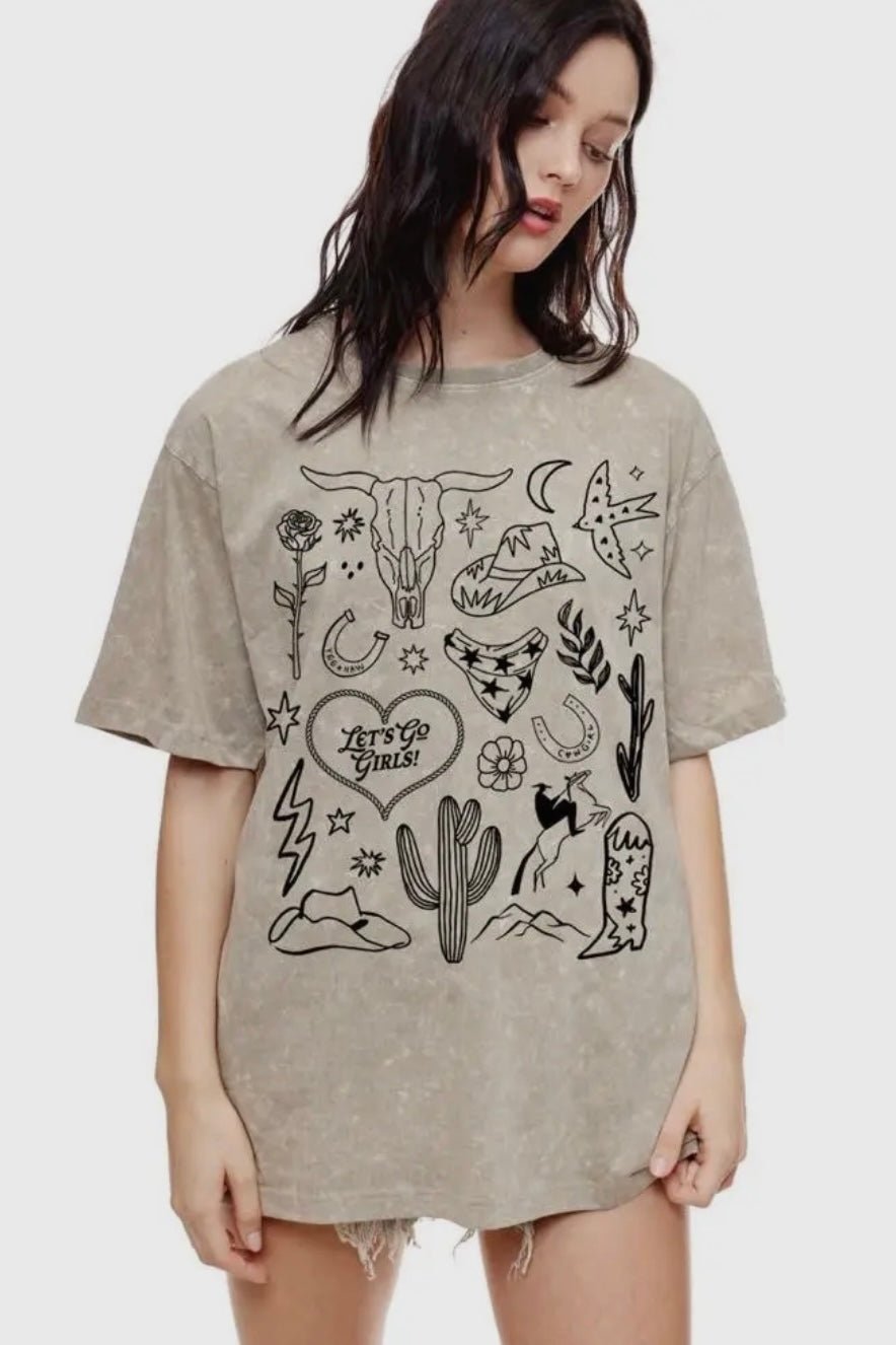 Western Elements Vintage Graphic Short Sleeve Boyfriend Fit Tee - eloise boutique
