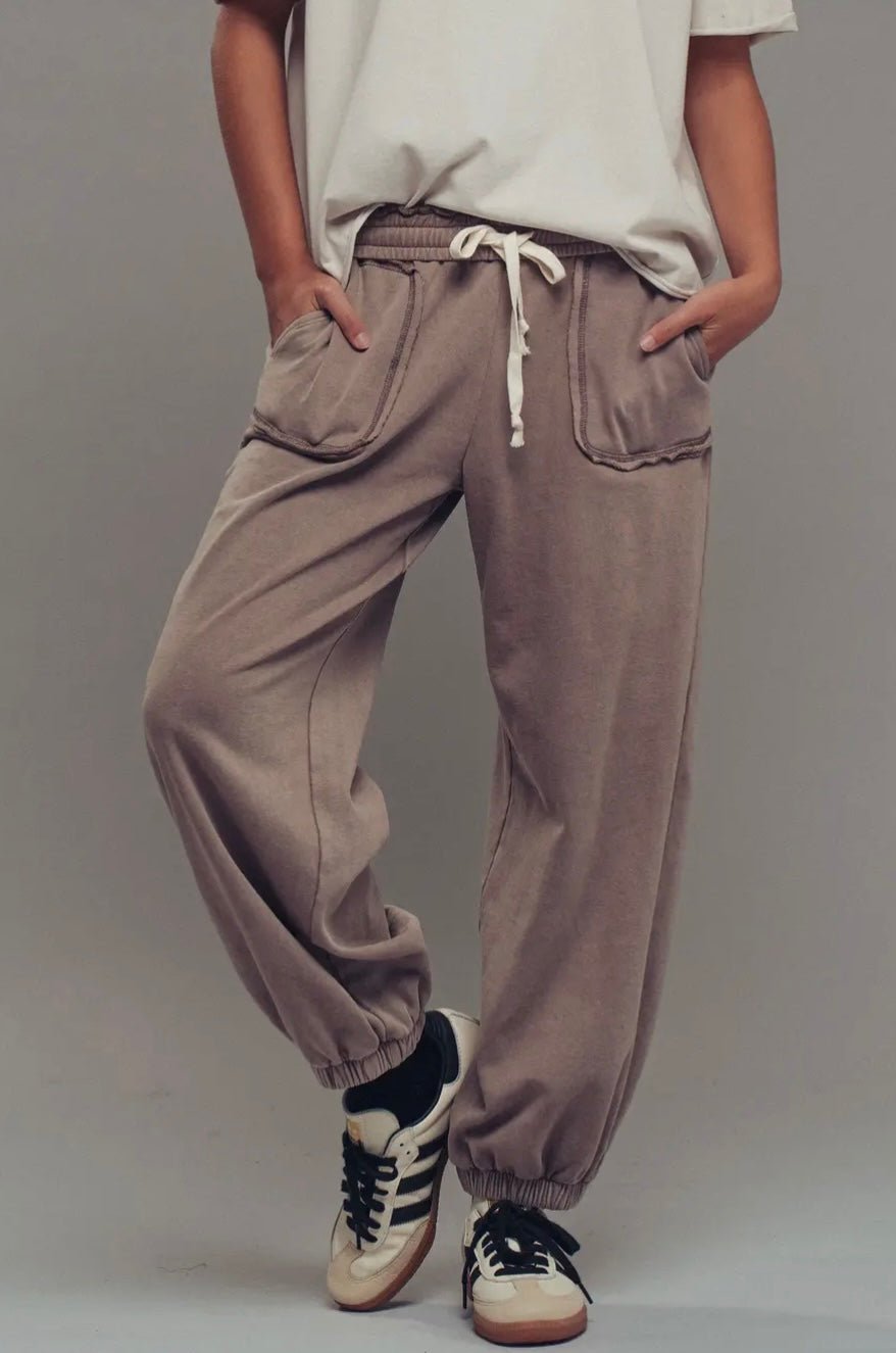Wide Leg Cotton Blend Jogger Sweatpant - eloise boutique