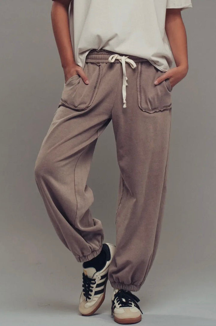 Wide Leg Cotton Blend Jogger Sweatpant - eloise boutique