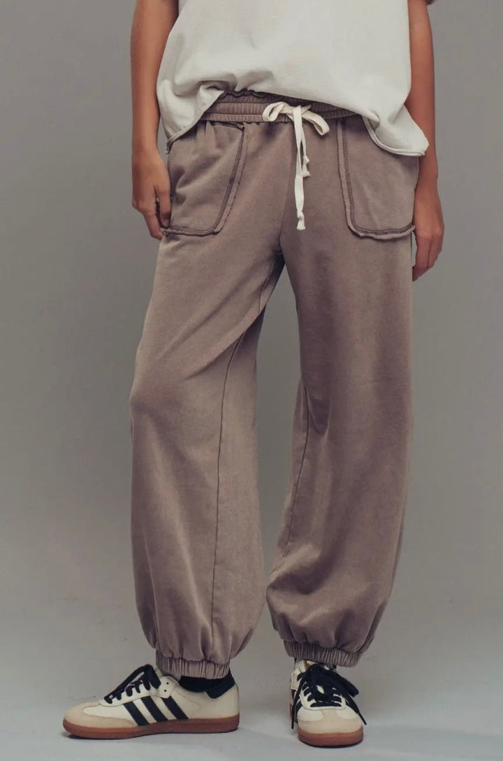 Wide Leg Cotton Blend Jogger Sweatpant - eloise boutique