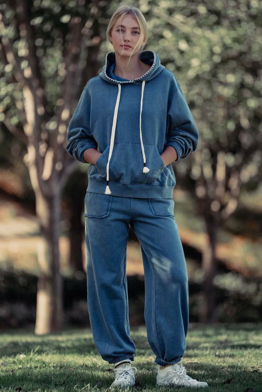 Wide Leg Cotton Blend Jogger Sweatpant - eloise boutique