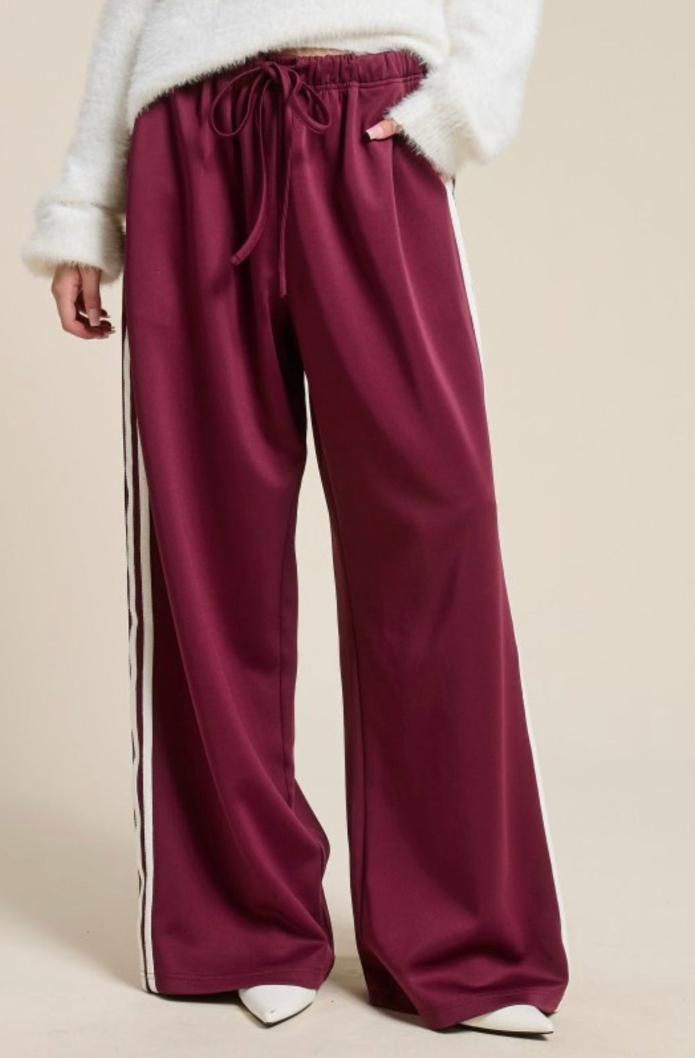 Wide Leg Track Pant With Side Stripes - eloise boutique