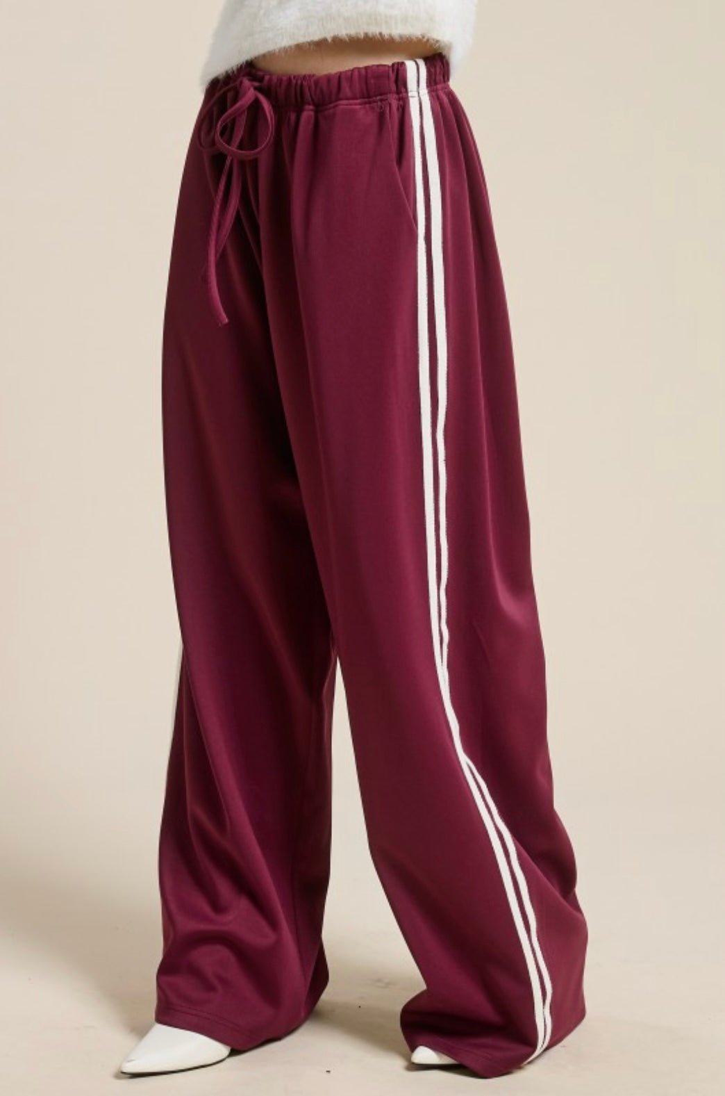 Wide Leg Track Pant With Side Stripes - eloise boutique