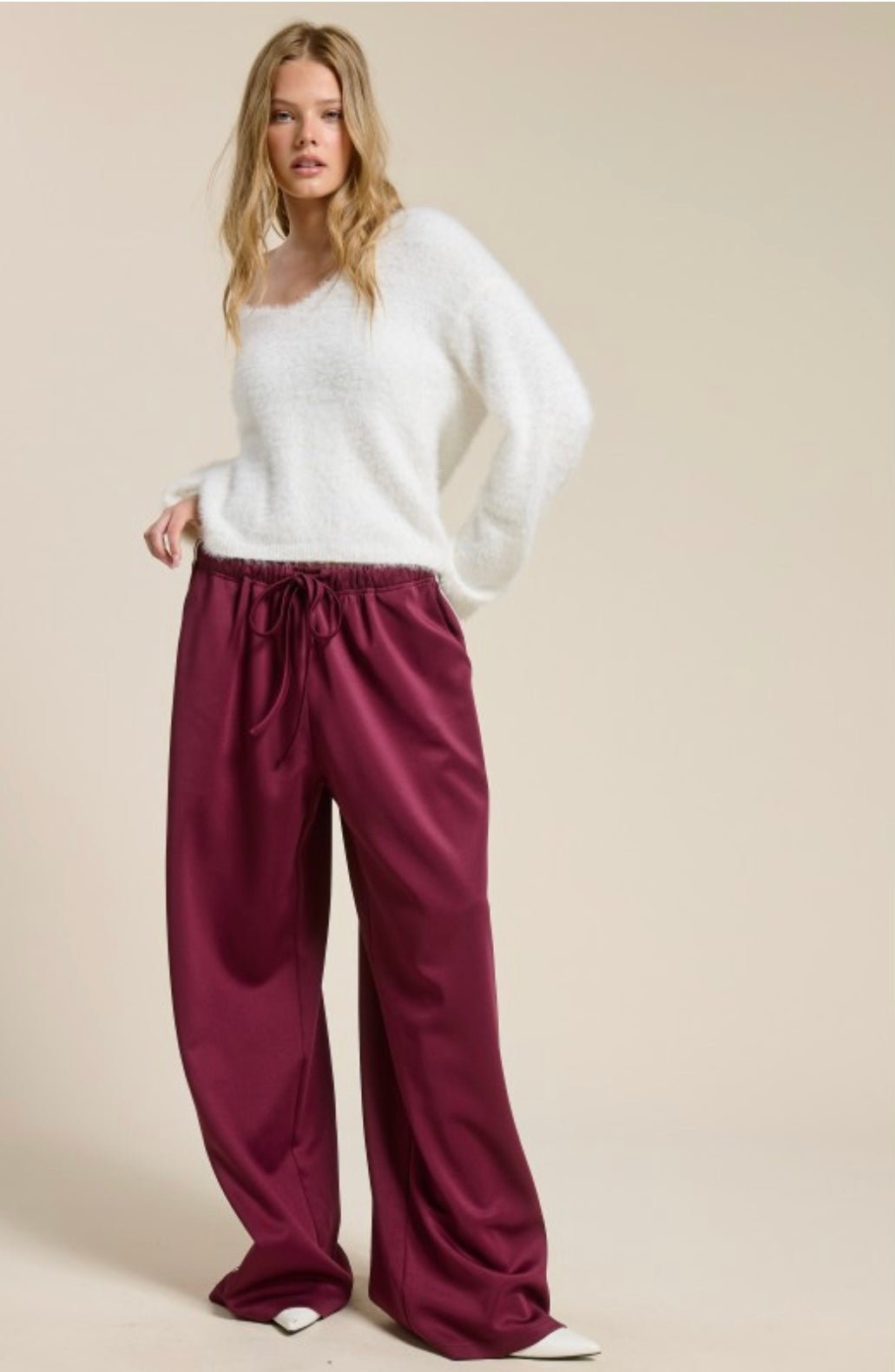 Wide Leg Track Pant With Side Stripes - eloise boutique