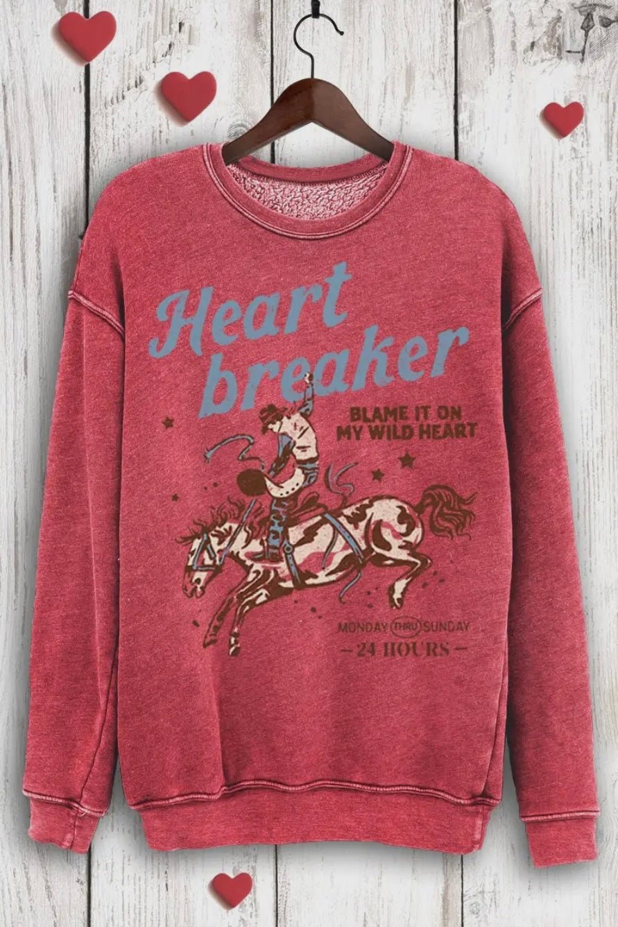 Wild Heart Breaker Mineral Wash Sweatshirt - eloise boutique