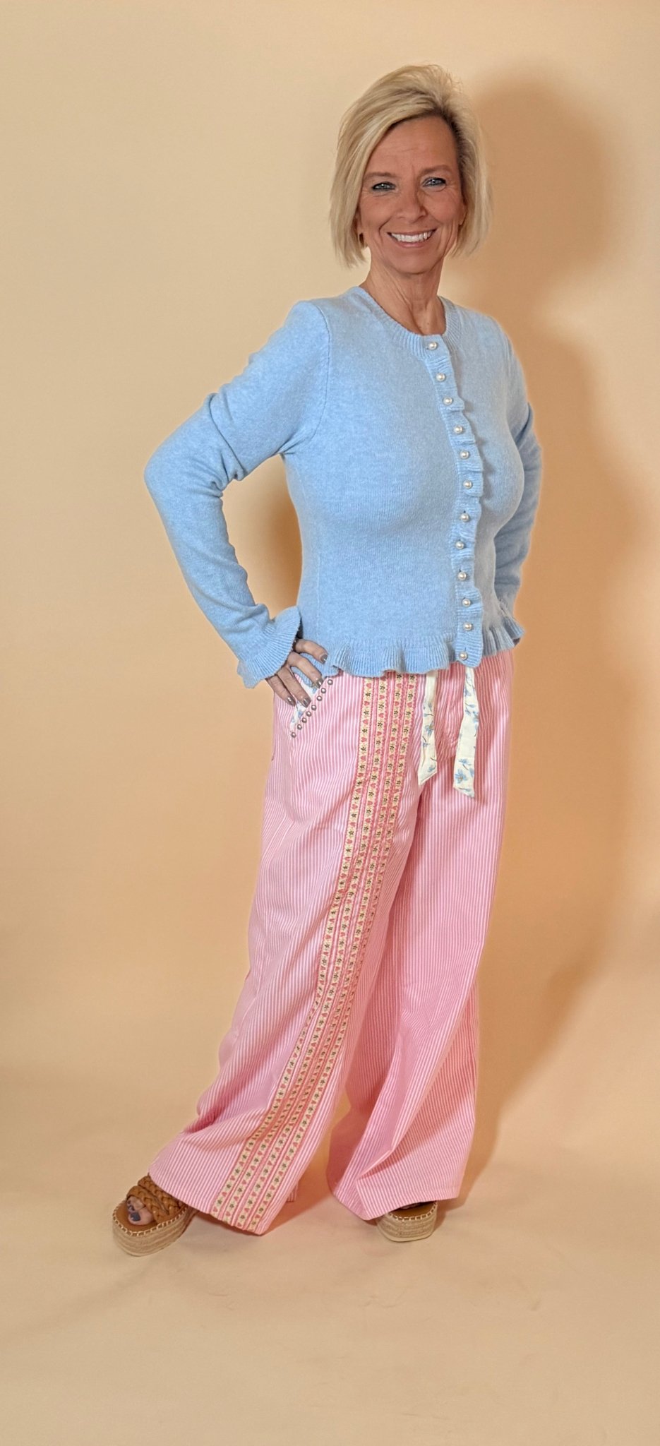 Willow Embroidered Wide Leg Trousers - eloise boutique
