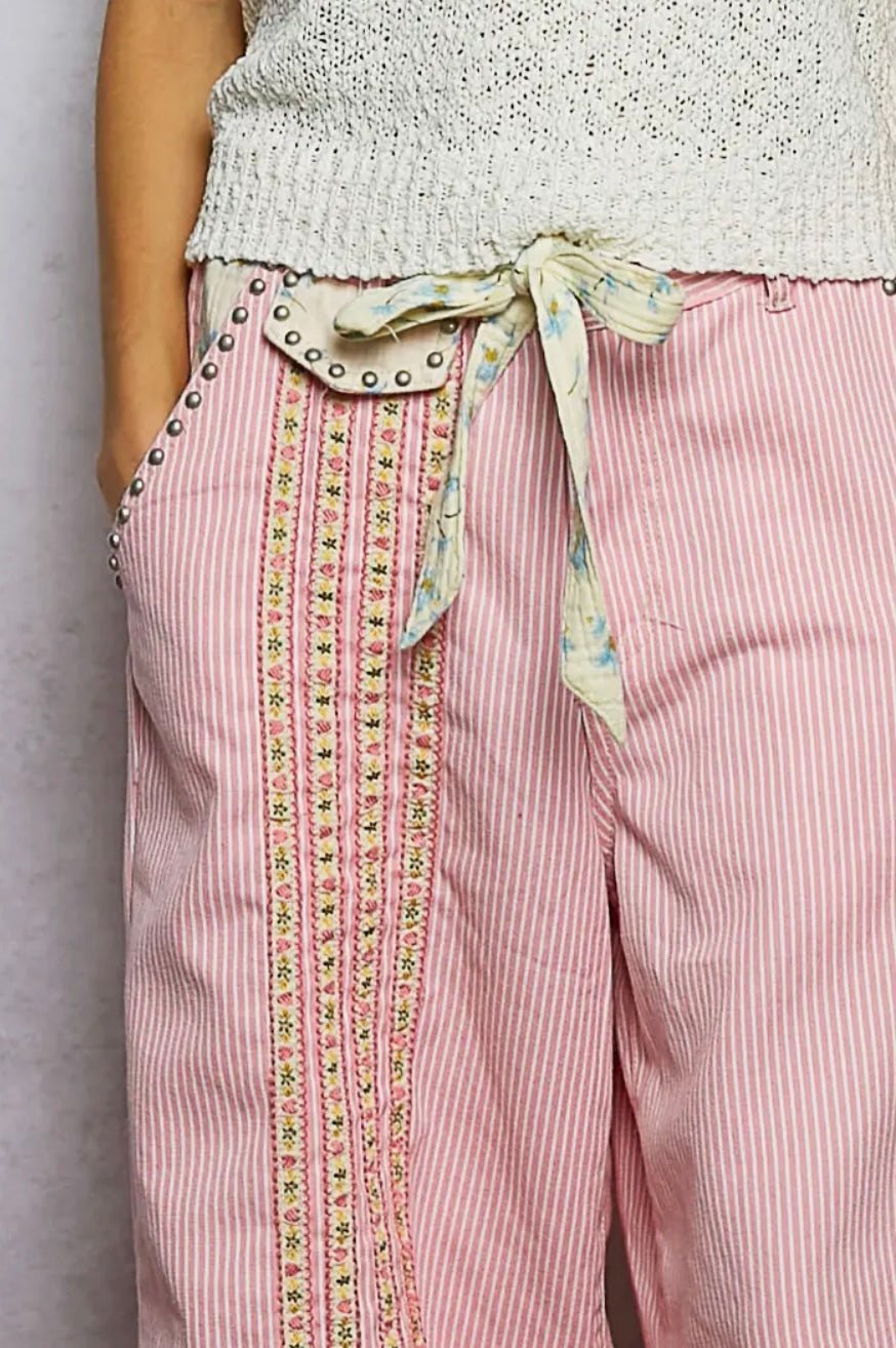 Willow Embroidered Wide Leg Trousers - eloise boutique