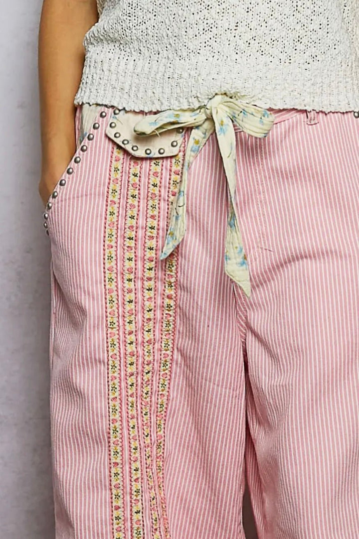 Willow Embroidered Wide Leg Trousers - eloise boutique