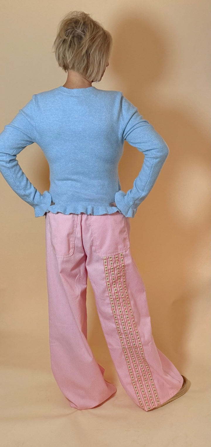 Willow Embroidered Wide Leg Trousers - eloise boutique