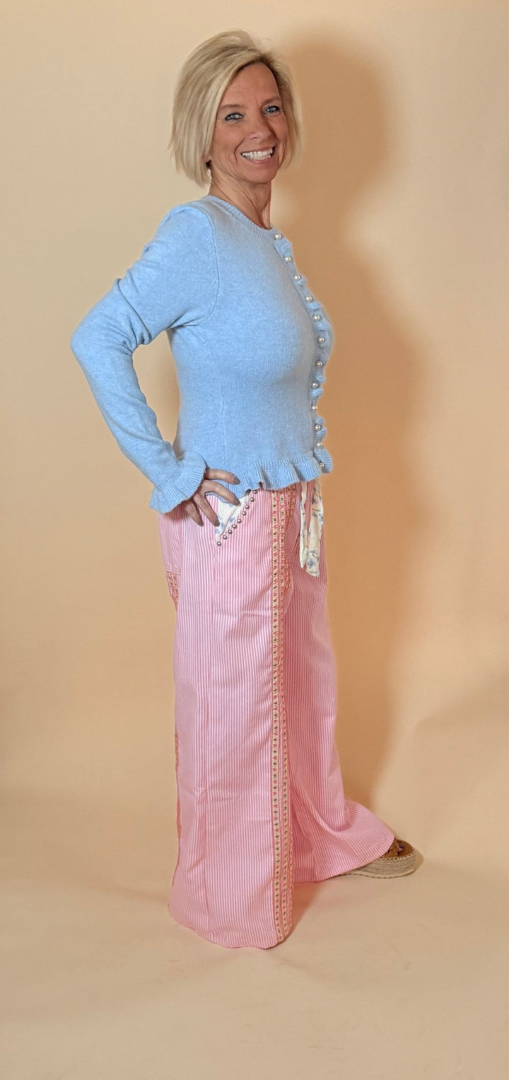 Willow Embroidered Wide Leg Trousers - eloise boutique