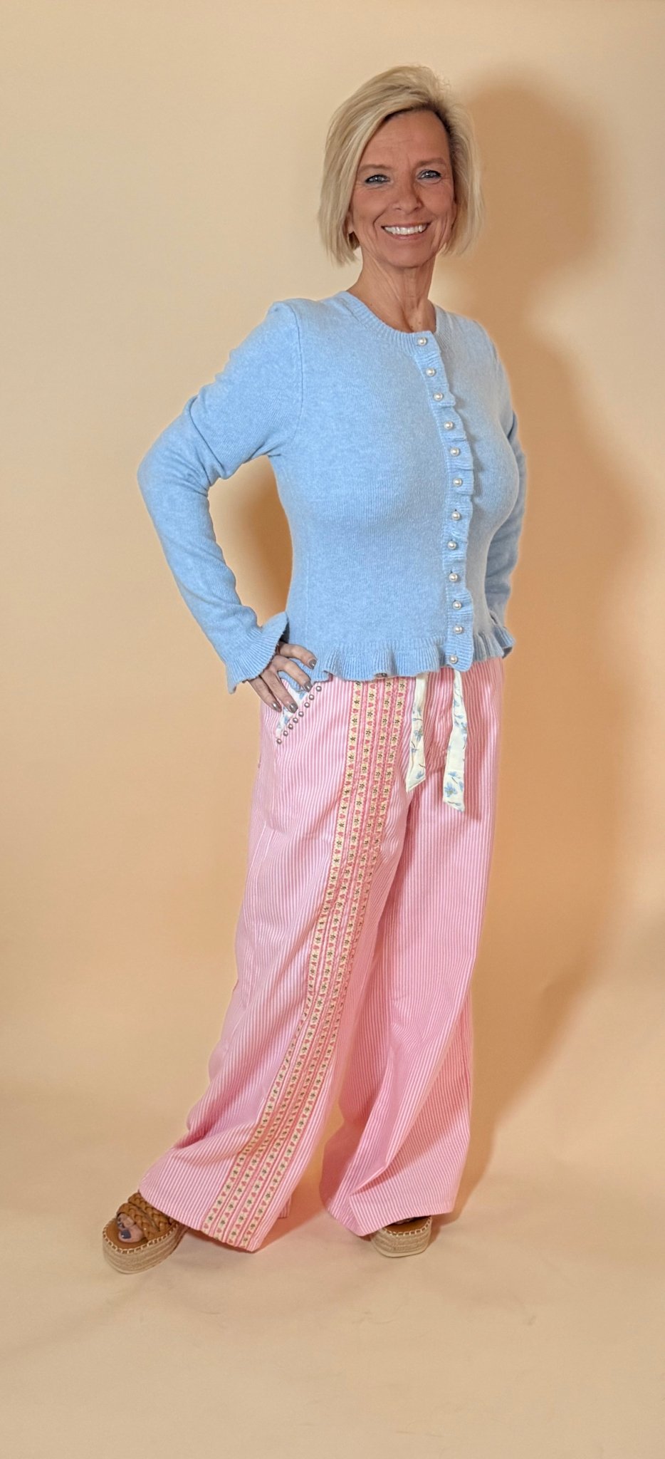 Willow Embroidered Wide Leg Trousers - eloise boutique