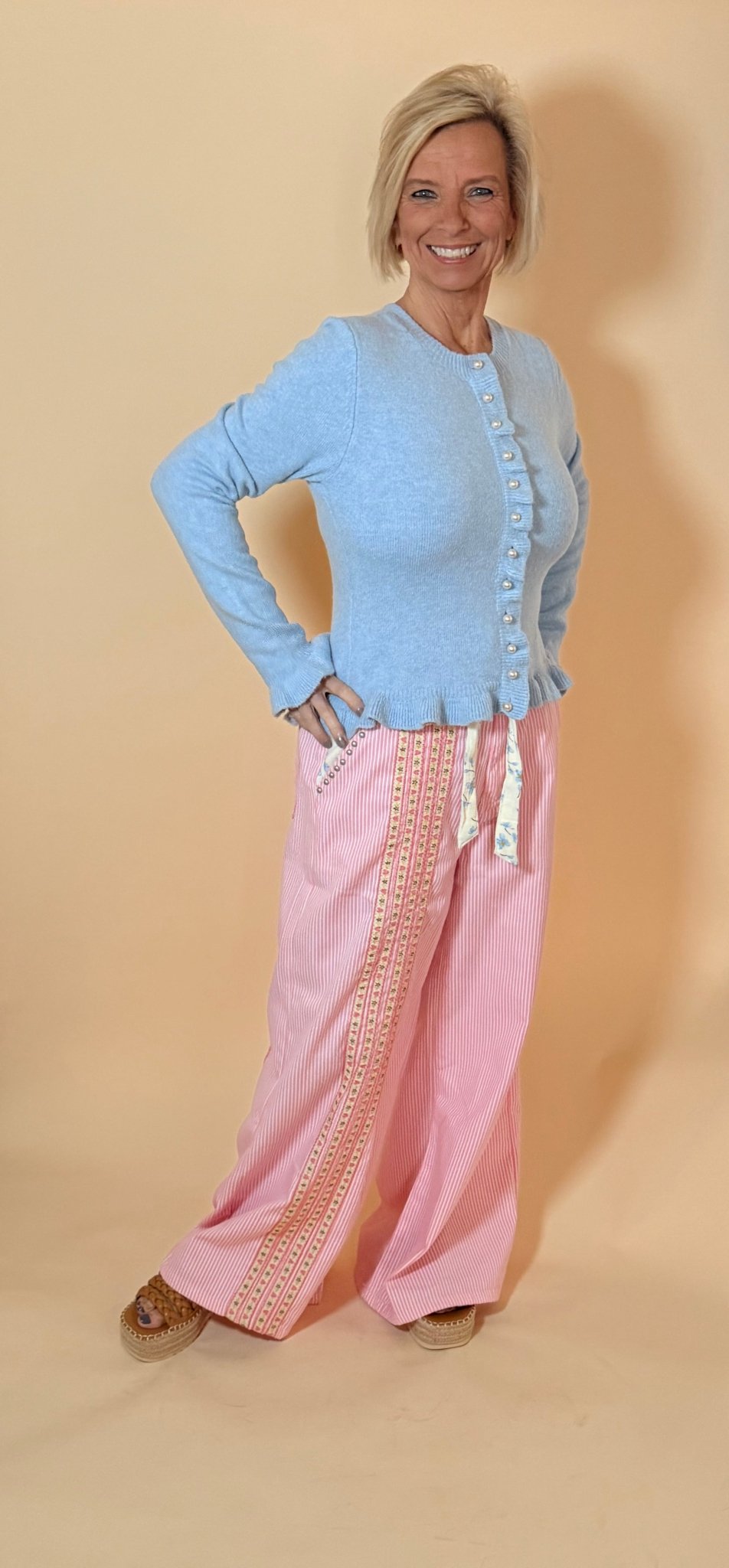 Willow Embroidered Wide Leg Trousers - eloise boutique