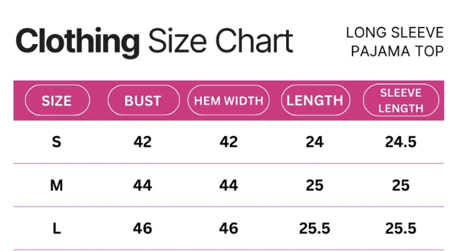 Sizing chart for women&