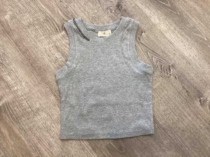 Zigzag Stitch Detail Ribbed Layering Tank - eloise boutique