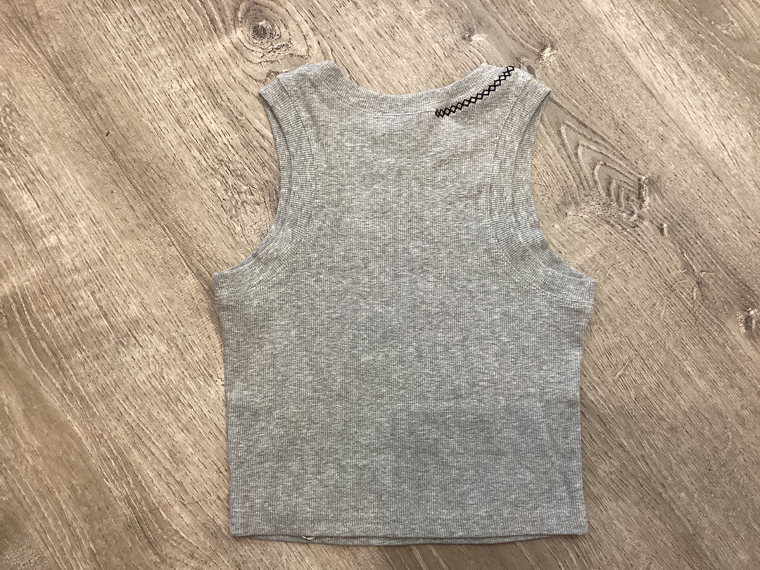 Zigzag Stitch Detail Ribbed Layering Tank - eloise boutique