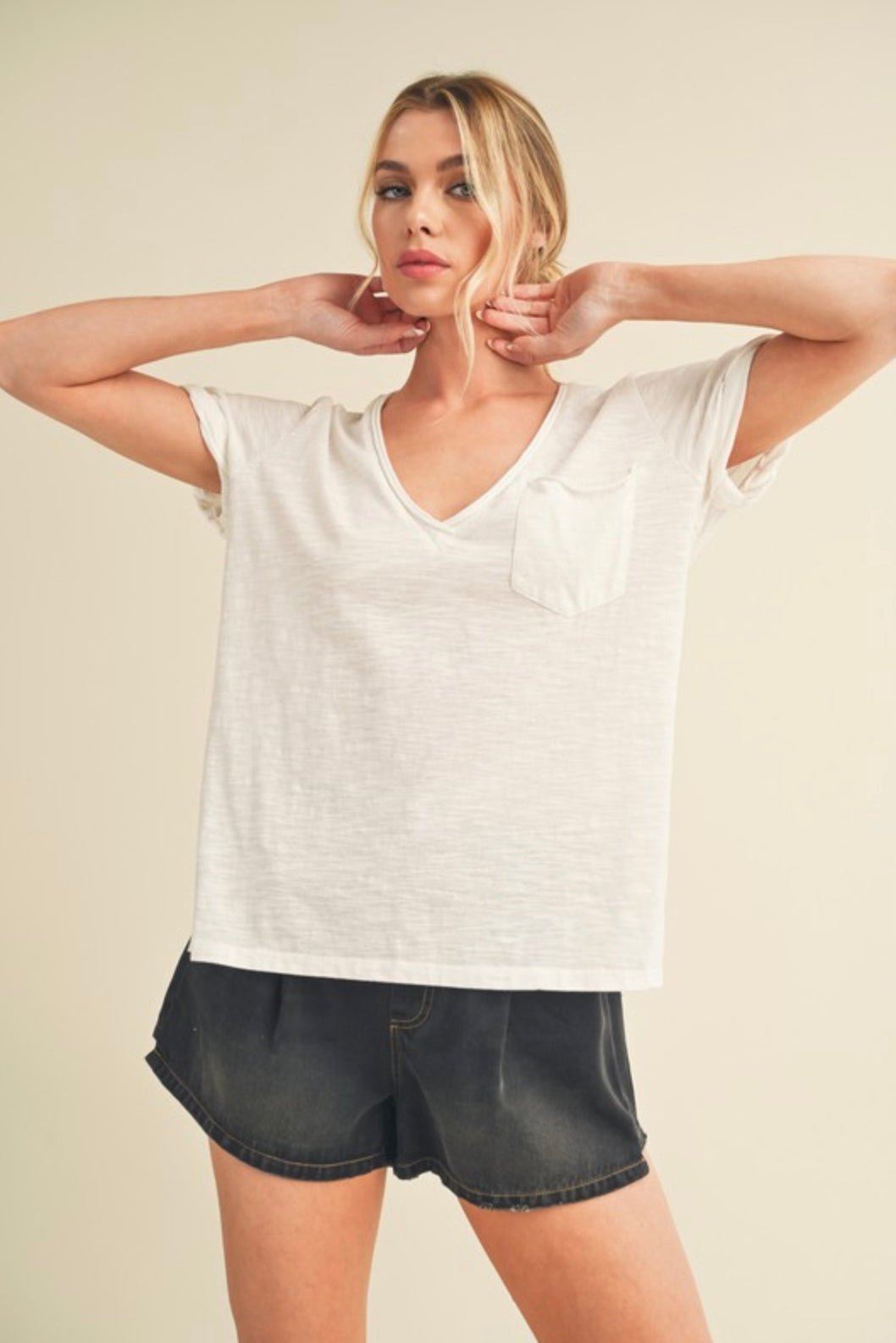 Zoie V - Neck Pocket Tee - eloise boutique