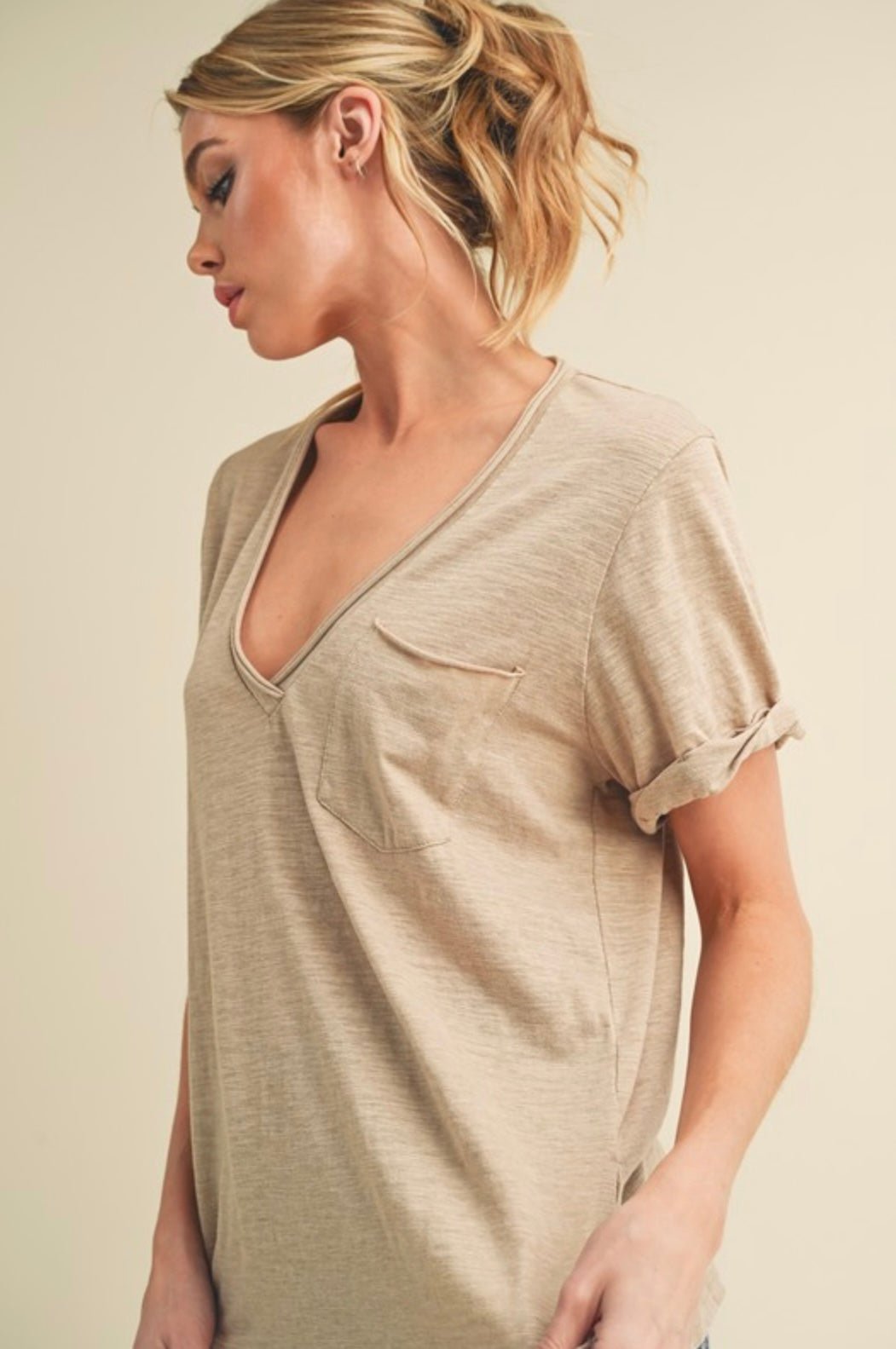 Zoie V - Neck Pocket Tee - eloise boutique